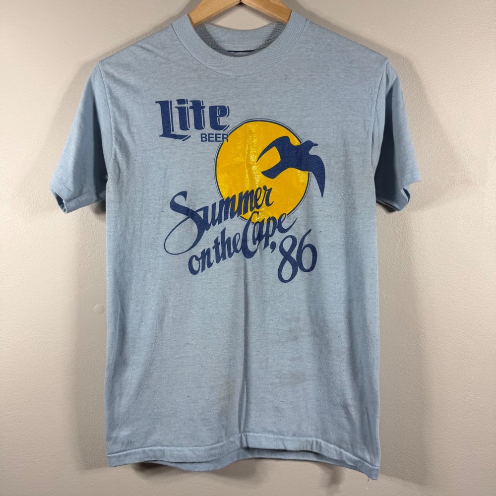 Miller Lite Vintage Summer on the Cape 86 Graphic T-Shirt Light Blue Small